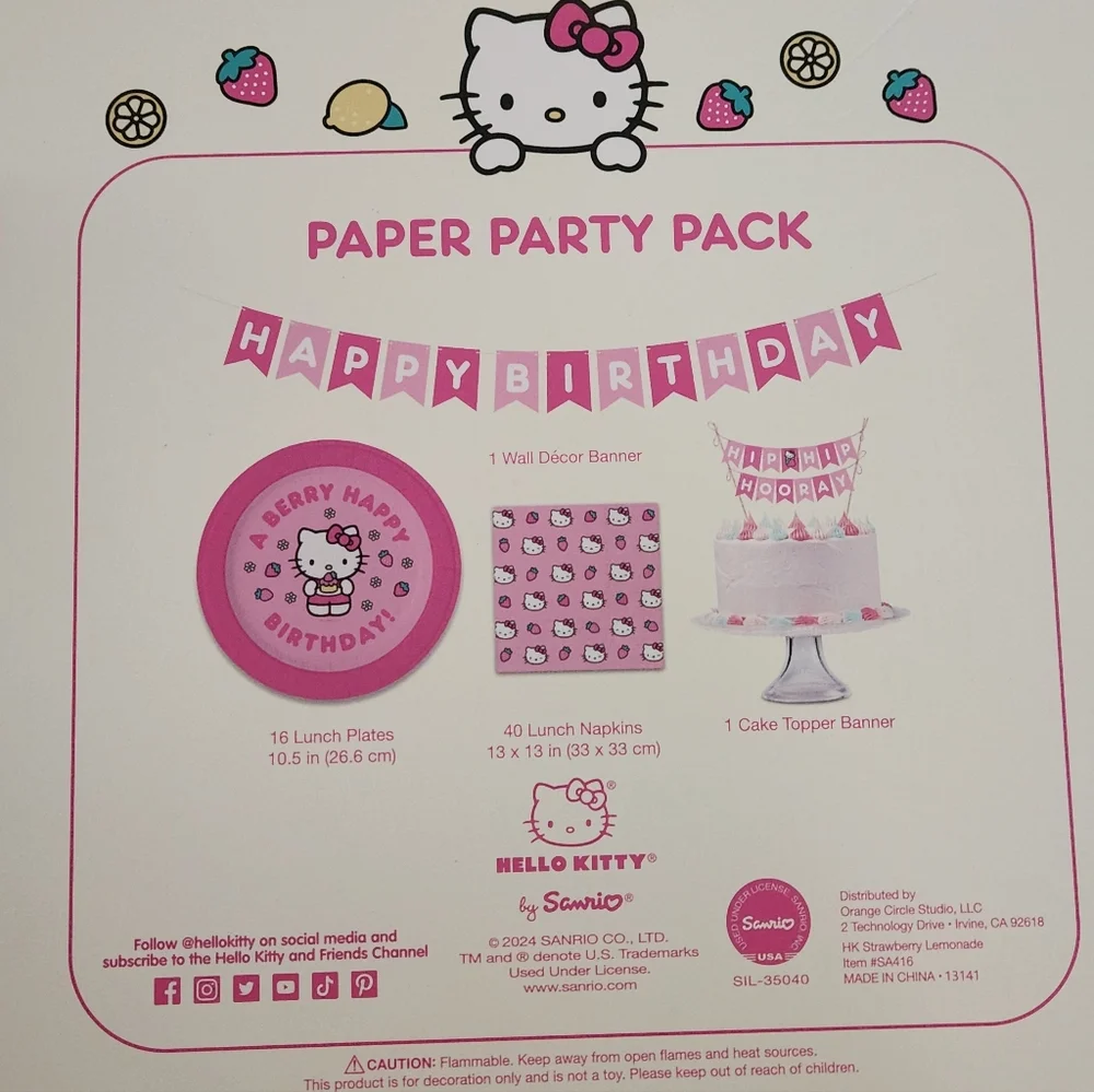 Hello Kitty Pink and Purple Party Tableware Set
